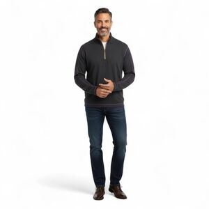 Robert Graham Sweater Gray Classic Fit Long Sleeve Preppy 1/4 Zip Sweater Men CN